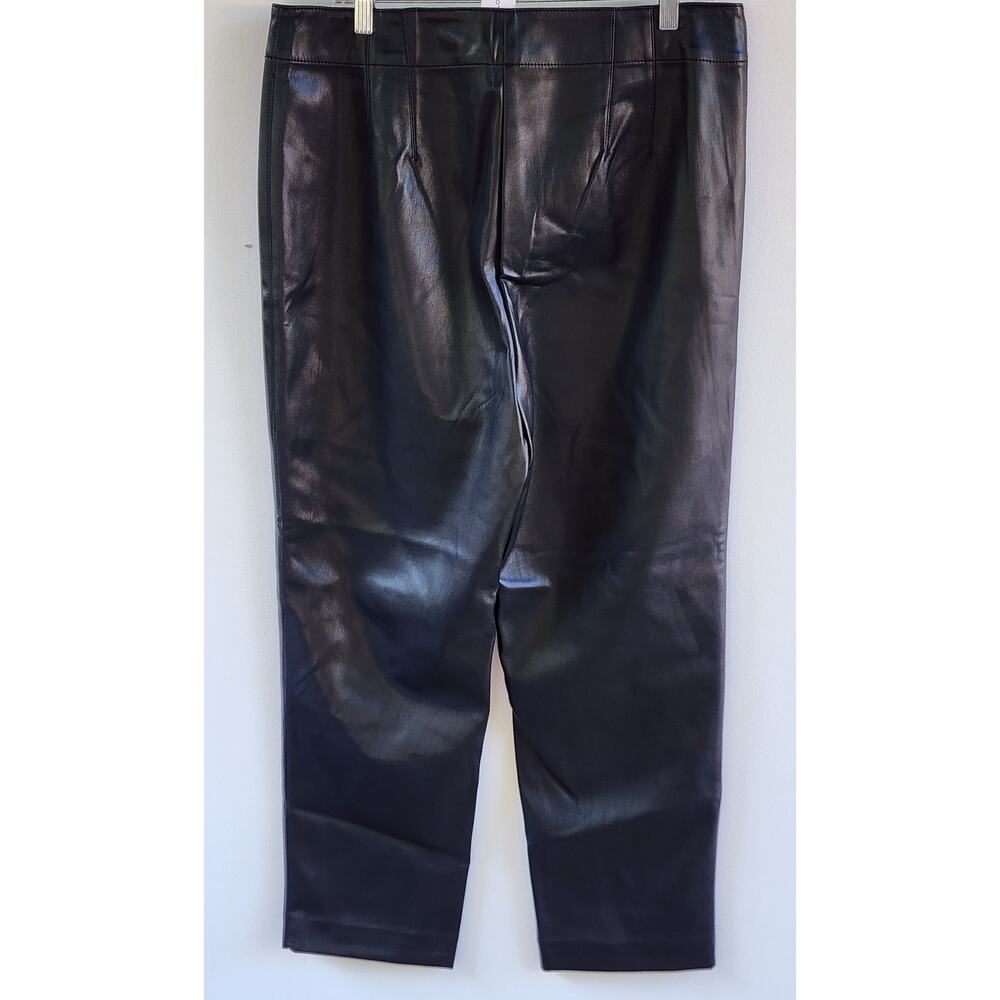 NWT Ann Taylor Vegan Leather Slim Pant Faux Leather Black Cropped Trousers Sz 14 - Picture 8 of 8